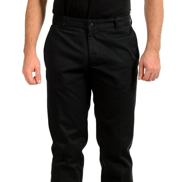 Versace Men's Black Flat Front Chino Casual Pants US 34 IT 50 - Picture 1 of 6